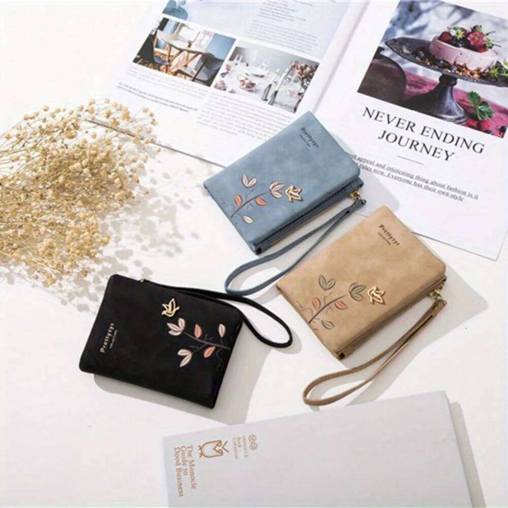New Stylish Women Short Floral Print Card Holder Compact Coin Purse Money Clip Multi-Functional Retro Casual Small Wallet Z260130