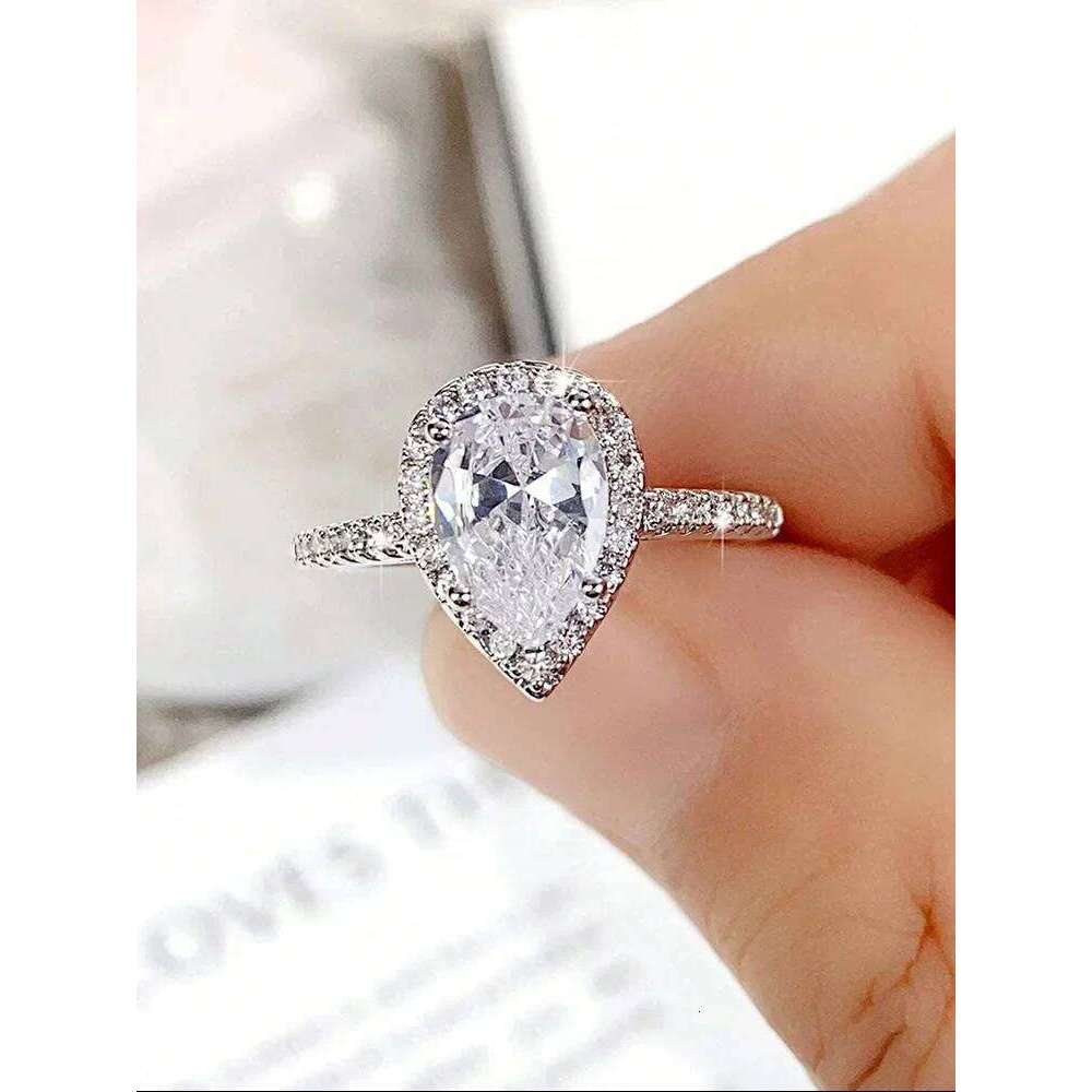 925 Sterling Silver Simplicity Classic Fashion WaterdRop Ring For Women Engagement Wedding Luxury High Quality Fine Jewelry XJ260130