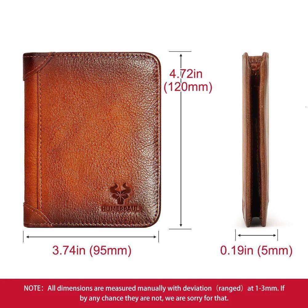 HUMERPAUL Slim Soft Real Leather Wallet for Men RFID Blocking Bifold Multi-card Card Holder ID Purse Male Thin Front Pocket Z260130