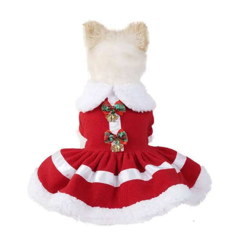 Dog Christmas Dress Kitten Puppy Xmas Pretend Skirt for Small Middle Dogs Fleece Clothes French Bulldog Poodle Costume H260129