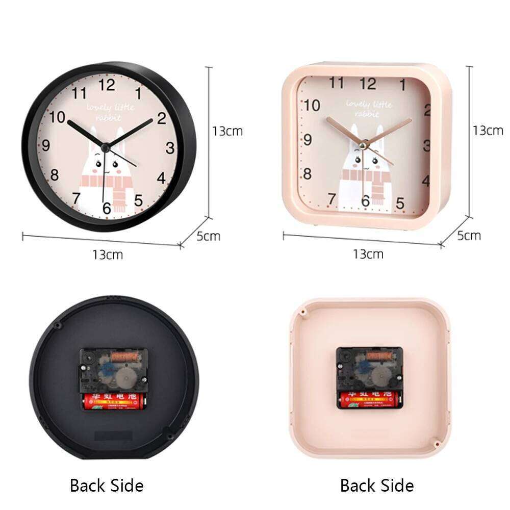 Round Silent Cartoon Small Bedroom Bedside Table Alarm Clock Non Ticking Student Wake Up Gift W260130