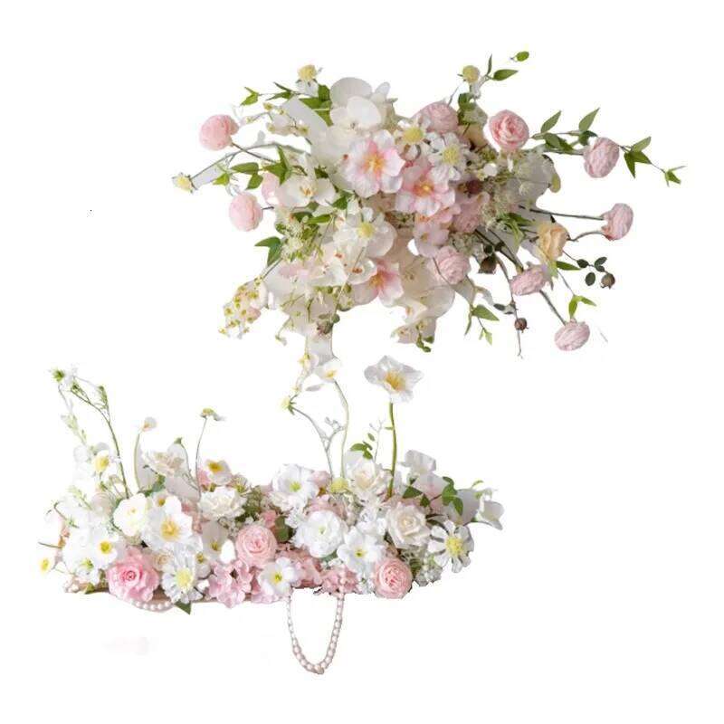 Pink Artificial Arrangement Wedding Backdrop Decor Arch Floral Row Table Flower Party Window Display Photo Props W260130