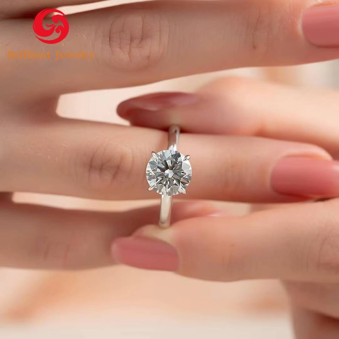 10K White Gold 4 Prong Solitaire Ring Round Brilliant Cut 1CT 15CT IGI CVD Lab Created Diamond Gold Engagement Ring Jewelry