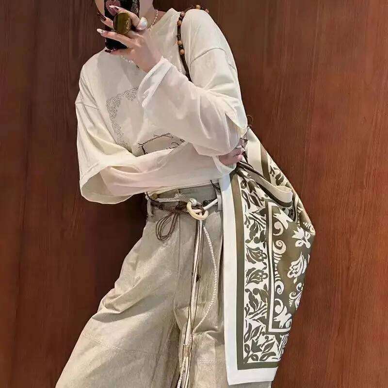 2025 Double-sided Printed Scarf Fabric Single-shoulder Bag Lazy Summer Women's Fashion Handbag Square Silk Soft Z260130