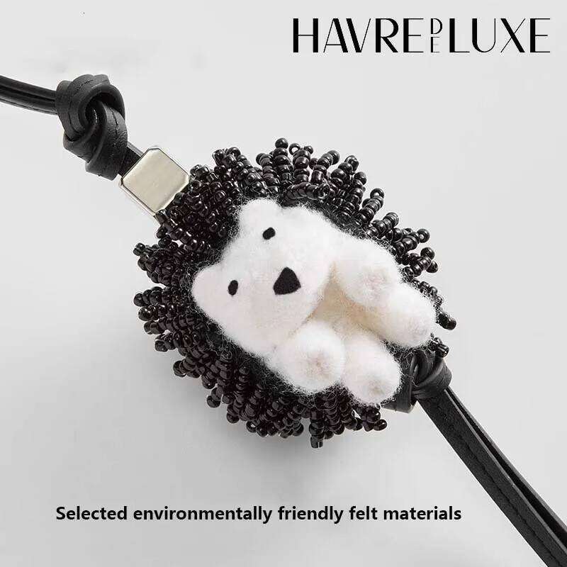 Cute leather bag charm Hedgehog Charm Wool Felt Pendant Key Chain Diy Bag Accessories Z260130