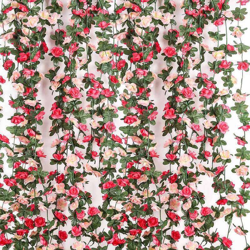 250CM Artificial Rose Rattan Vine - Wedding/Home Room/Autumn Garden/Outdoor Arch/Christmas Decor & DIY Fake Plants W260130
