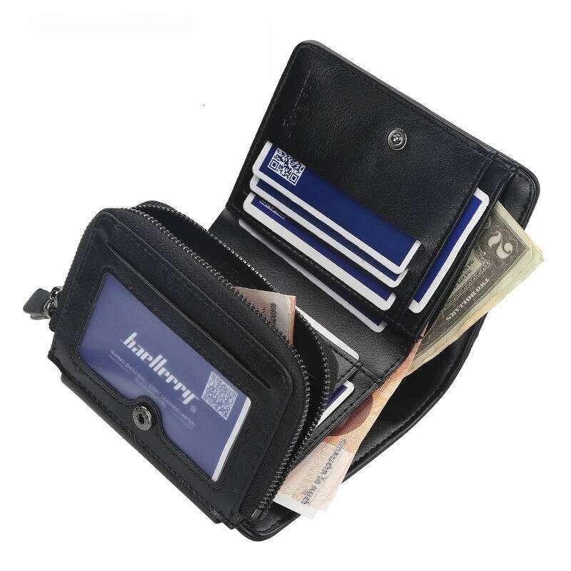 Men's Short Style Wallet European and American Multi-card Position Purse Three-fold Zipper Change Bag Fashionable Card Bags Z260130