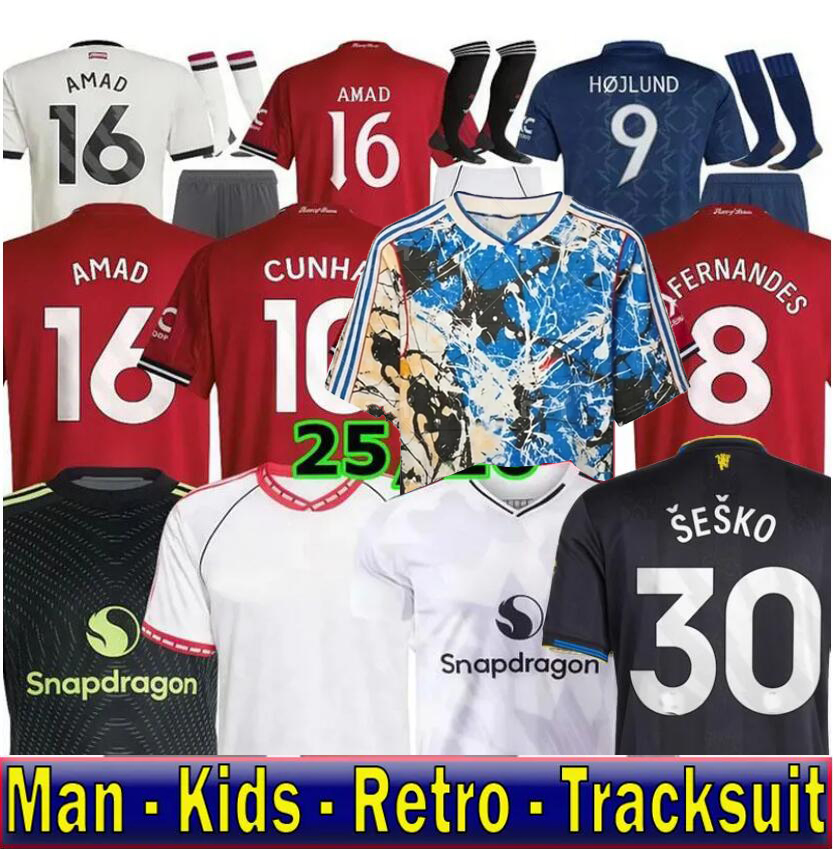 ManUnited 25 26 soccer jerseys Sesko CUNHA MBEUMO HOJLUND Antony Casemiro Retro 2025 UTD football shirt tracksuits MARTIAL B. FERNANDES men kids kit Unted jerseys