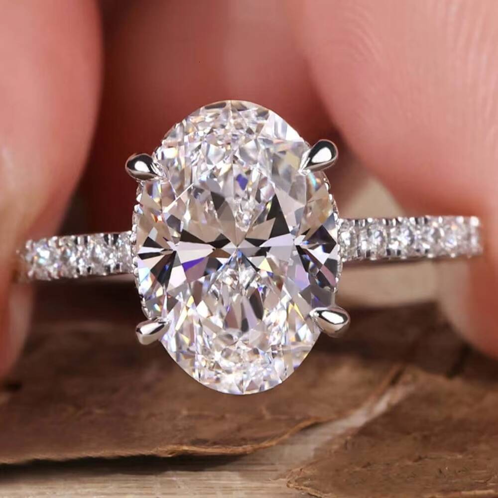2025 Hot Selling Diamond Jewelry IGI Certified VVS1 Lab Grown Oval Cut Diamond 3CT 5CT 14K 18K Solid Gold Engagement Ring Women