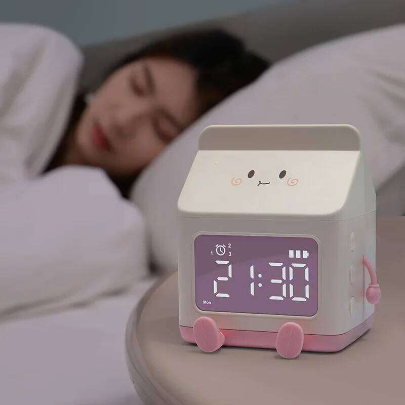 New Mini Creative Milk Box Digital Alarm Date Display Countdown Cute Electronic Bedroom Table Clock Home Decor W260130