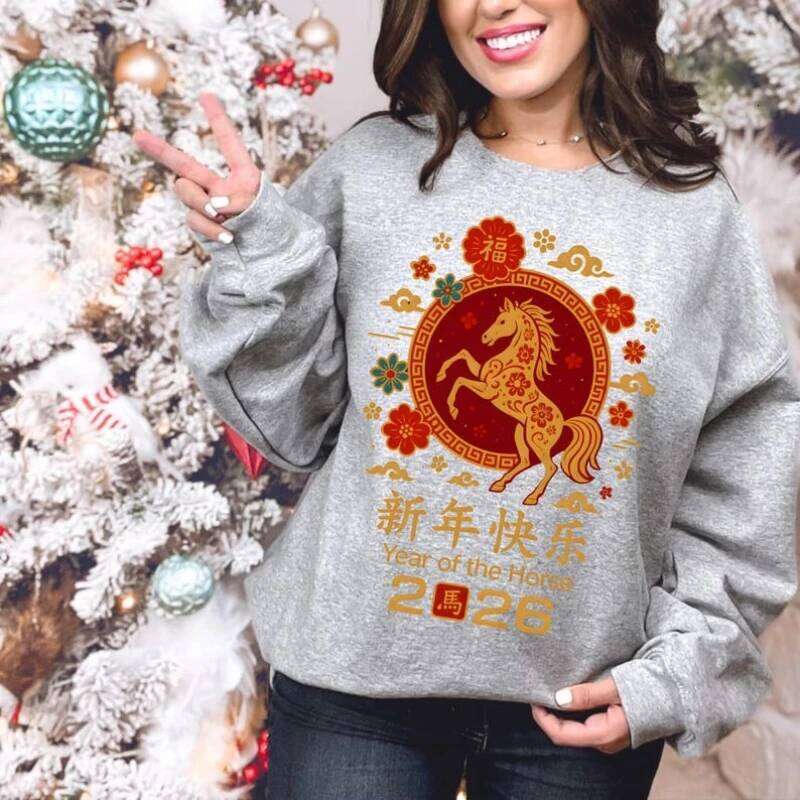 of the Horse Sublimation Chinese Design Lunar New Year Clipart Red Gold Zodiac Digital Download matching hoodies luanyun