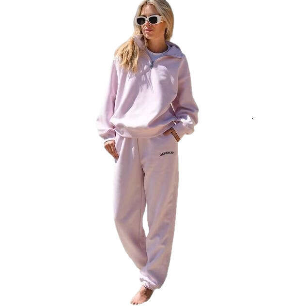 New European American Style Amazon Versatile Casual Fashion Thickened Embroidered Sleeve Sweatshirt and Long Pants Two-Piece Set