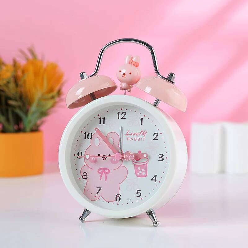 775 4inch Small Size Plastic Alarm Old-fashion Cute Cargoon Bedside Clock High Quality Simple Design Retro Analogue Clocks W260130