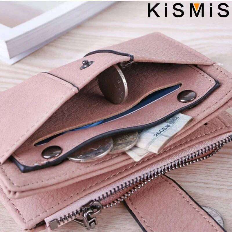 Women's Simple Vintage Studded Short PU Leather Coin Purse with Zipper, Card Holder, Handbag - New Stylish Mini Wallet Z260130