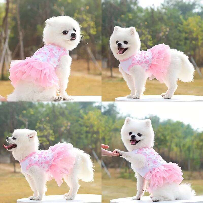 Floral Princess Dog Dress, Flower Puppy Apparel Mini To Medium Dogs, Breathable And Soft, Perfect For Outings H260129