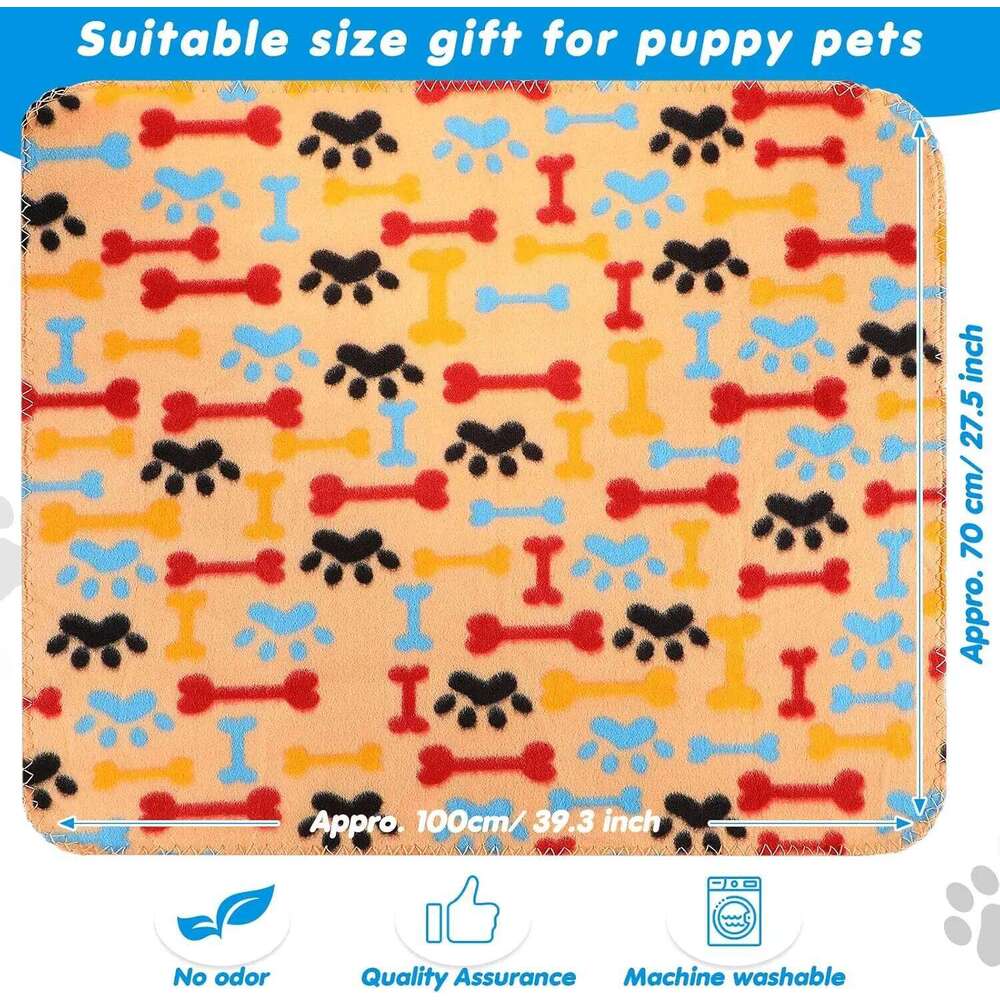 EFF 28-Piece Fleece Pet Blankets Set, Soft Warm Paw Print Sleep Mats for Dogs Cats, 27.5x39.3 Inch 26W01130