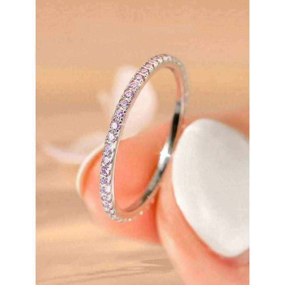 925 Sterling Silver 1.4mm Fashion Simplicity Full Zircon Stackable Plain Ring For Women Daily Party Personalized Fine Jewelry XJ260130