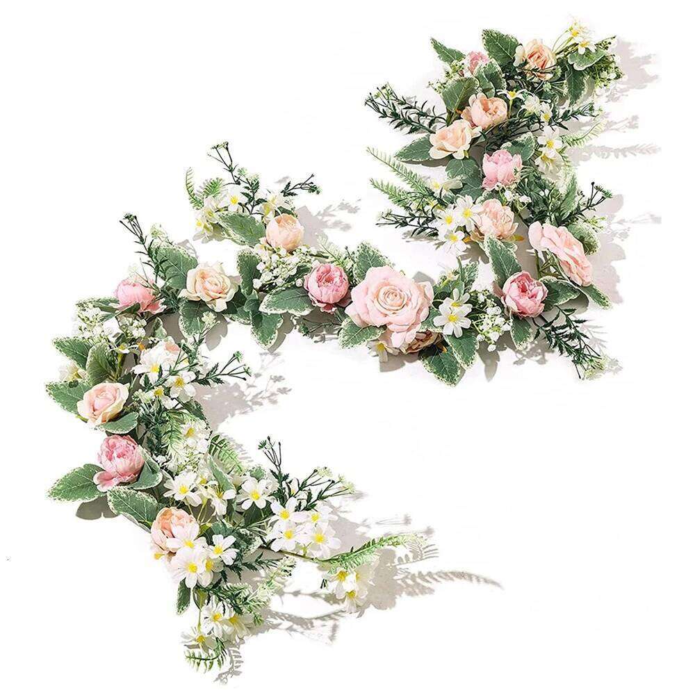 Artificial Rose Flower Vine 175cm Peony Daisy Floral Garlands for Wedding Party Decor Outdoor Table Centerpiece Valentine Day Y260130