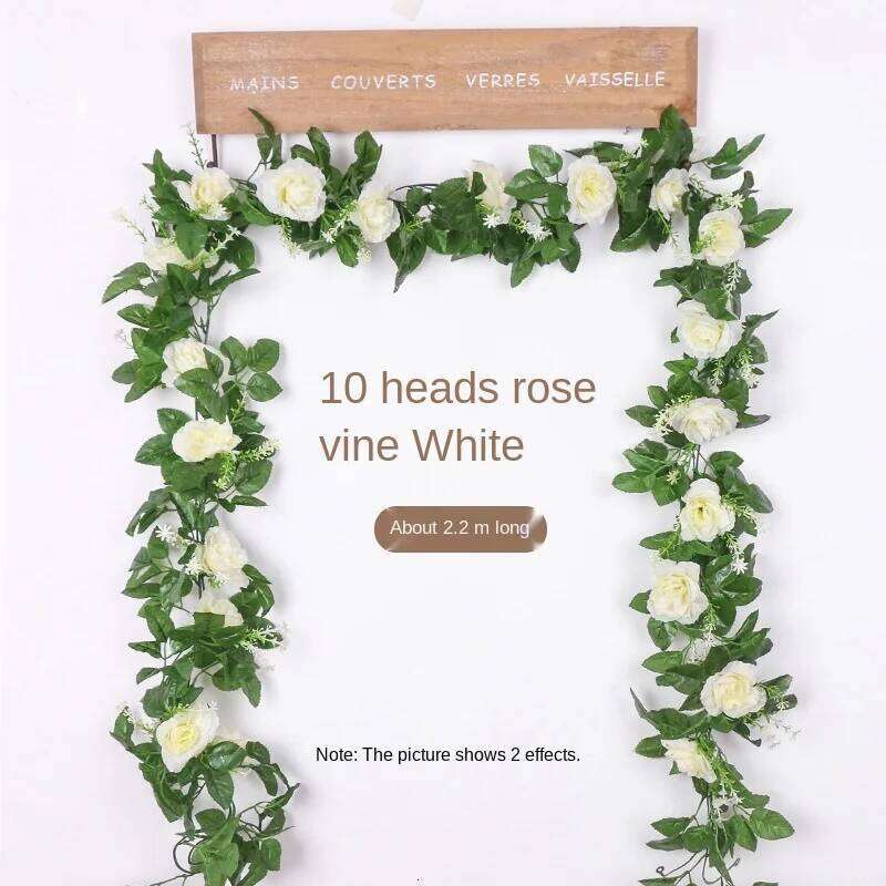 2.2m Silk Artificial Roses Flowers Rattan String Vine with Green Leaves For Home Wedding Garden Decoration Hanging Garland Wall Y260130