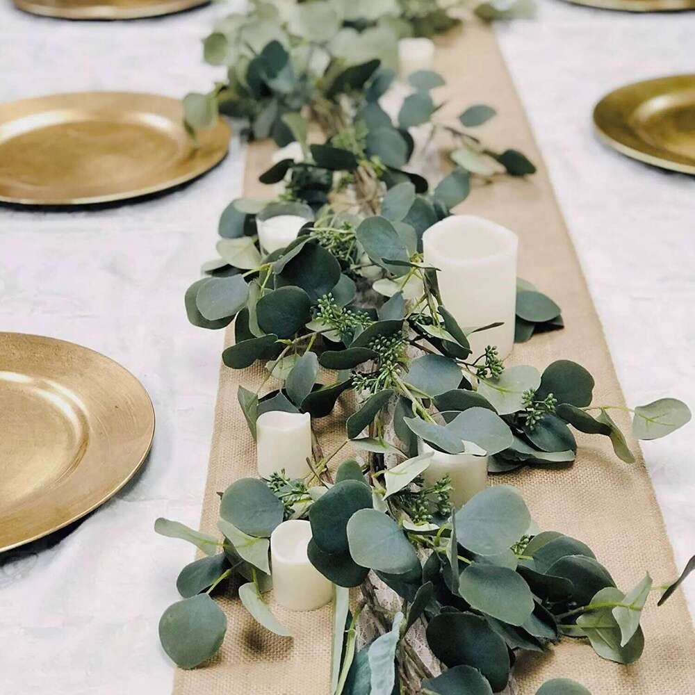 2pcs 2M Artificial Greenery Garland Eucalyptus Leaves Vines Plants for Wedding Arch Wall Garden Decoration W260130