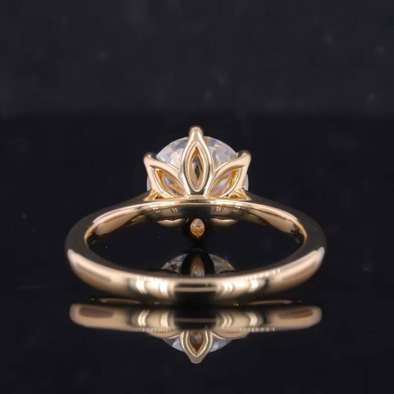 Starsgem 18k Yellow Solid Gold Jewelry D Vvs Moissanite Diamond 85mm Round Brilliant Cut Round Moissanite Ring