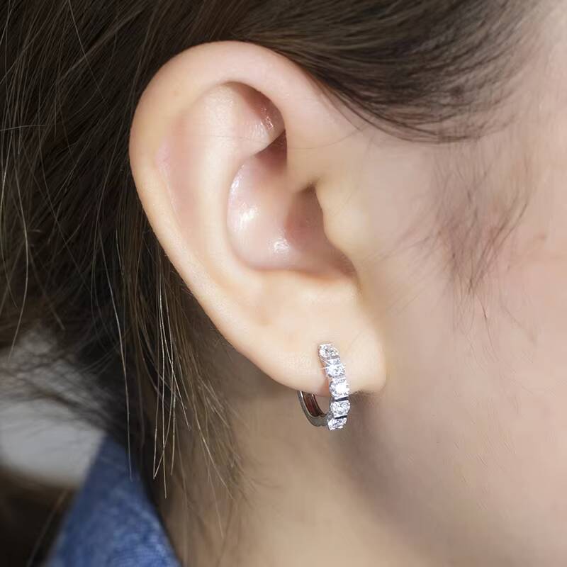 Messi Jewelry 10k White Gold 27mm Round DEF Color Moissanite Diamond Earrings