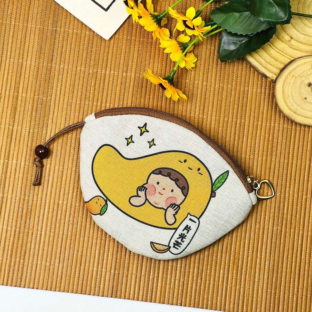 Hot-Selling Digital Print Coin Purse Pull-Out Mini Bag Chinese Style Handmade Fabric Cartoon Card Holder MASA