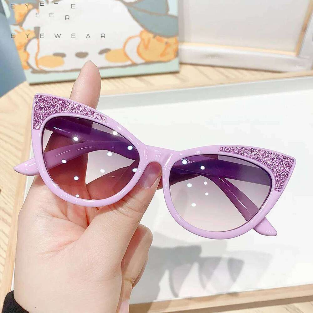Lovely Cat Eye Children Sunglasses Shiny Bowknot Sun Glasses Kids Cute Baby Eyewear Trend Girls Boy Eyeglasses H260130