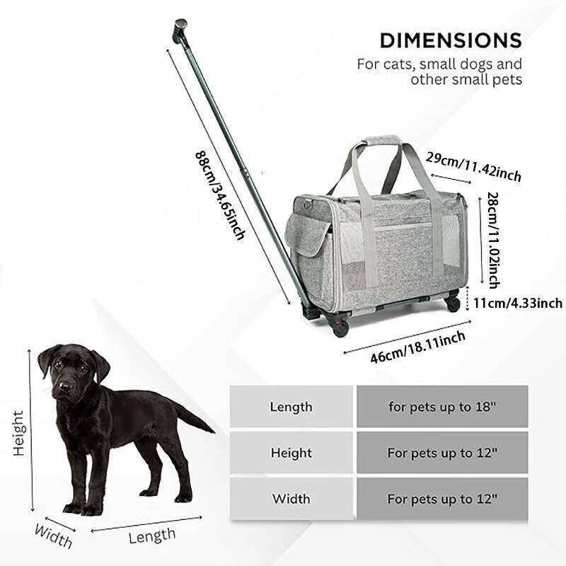 with Wheels for Dogs Up To 15lbs & Cat Airline Approved Dog Rolling Carrier Foldable Pet Stroller 26H0130