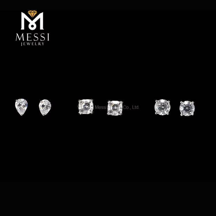 Messi Jewelry 14k/18k Gold/925 Sterling Silver With DEF White Stone Classic 4 Claws Moissanite Stud Earrings