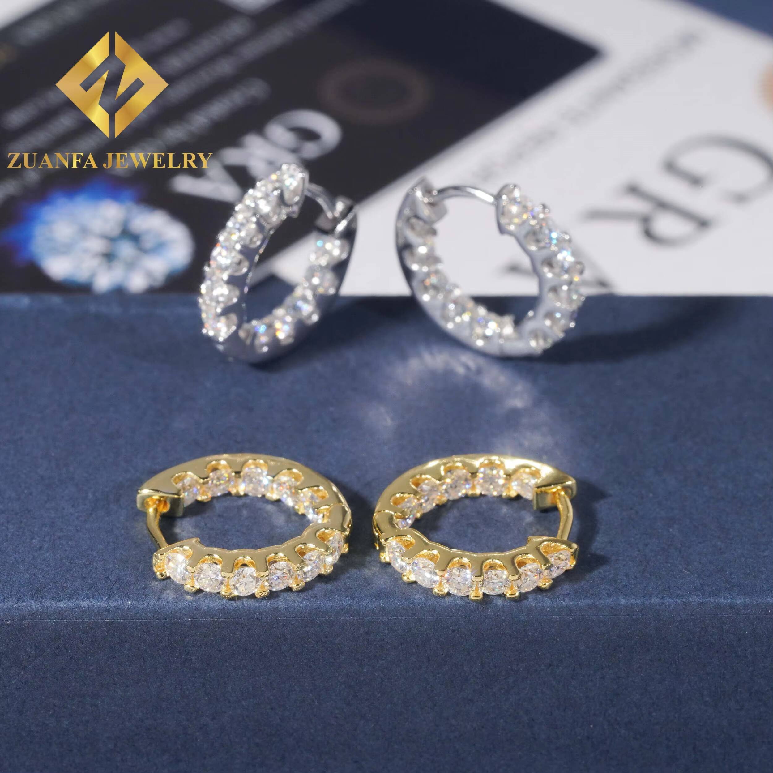 Fashion Women Tennis Earring 925 Sterling Silver VVS Moissanite Diamond Hoop Earring Hip Hop Earring Jewelry for Engagement