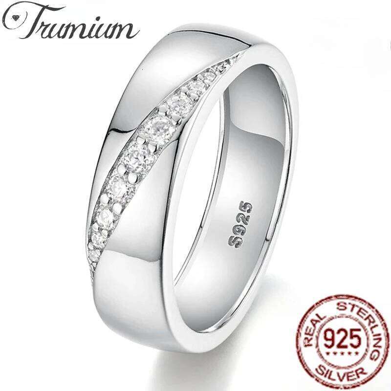Trumium 925 Sterling Silver Moissanite Ring for Men Engagement Wedding Band Luxury Anniversary Jewelry Gift Customized Engraving XJ260130