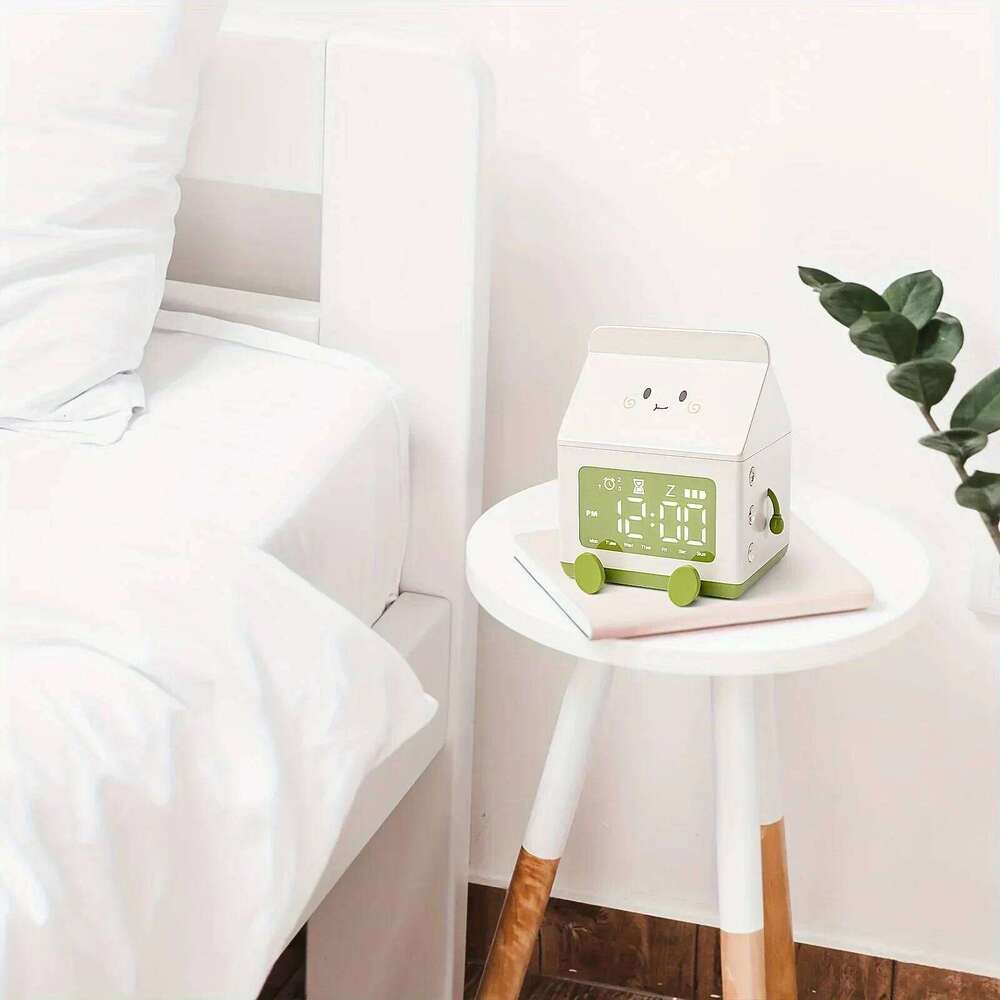Creative Milk Box Digital Alarm Date Display Mini Countdown Cute Electronic Bedroom Table Clock W260130