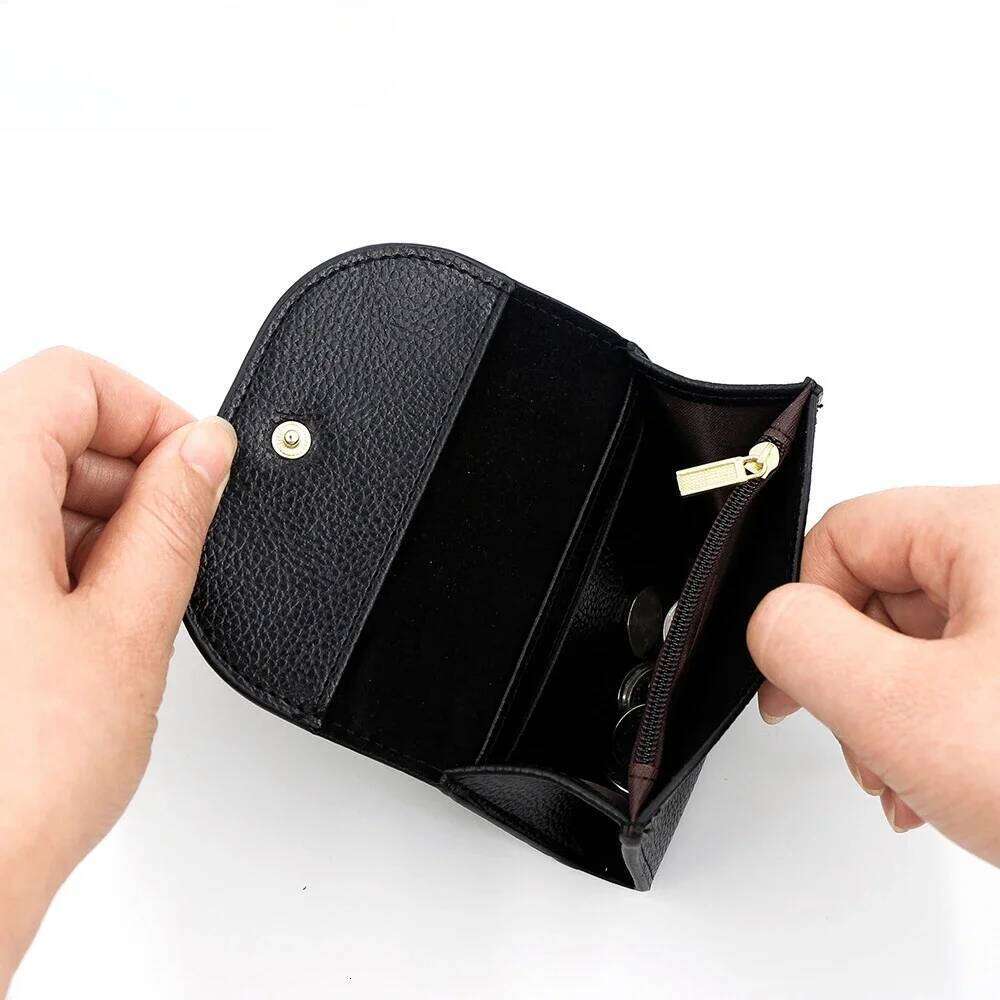 Fashion Short Leather Double Wallet, Women's Small Coin Purse, Mini Holder, Key Storage Bag Z260130