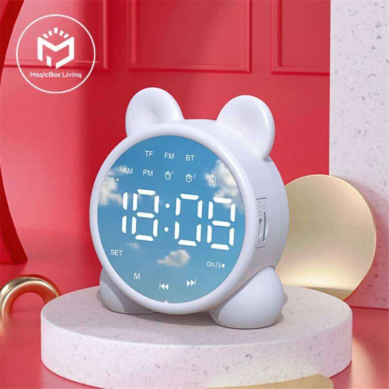 Bluetooth Mirror Table Cute Cat Digital Alarm For Kids Bedside Clock Children'S Sleep Led Clocks W260130