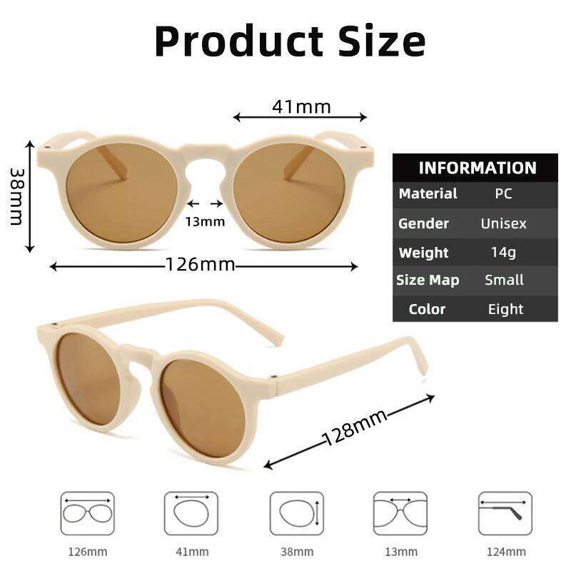 New Children Vintage Frosted Round Outdoor Sun Protection Baby Girls Acrylic UV400 Sunglasses Kids Fashion Glasses H260130