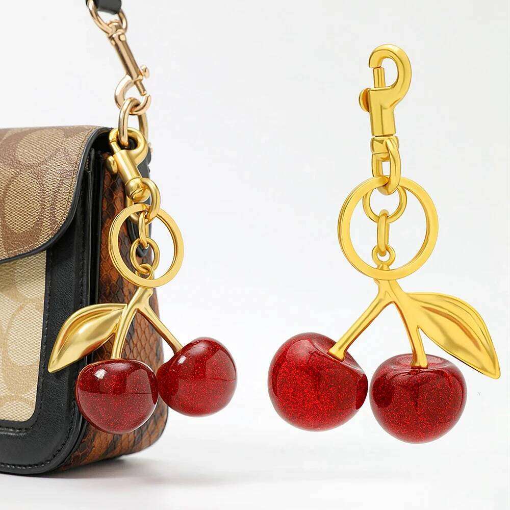 Fashion Delicious Red Cherry Keychain Summer Fruits Cherries Pendant Keyring For Women Men Jewelry Bag Accessories Gift Z260130