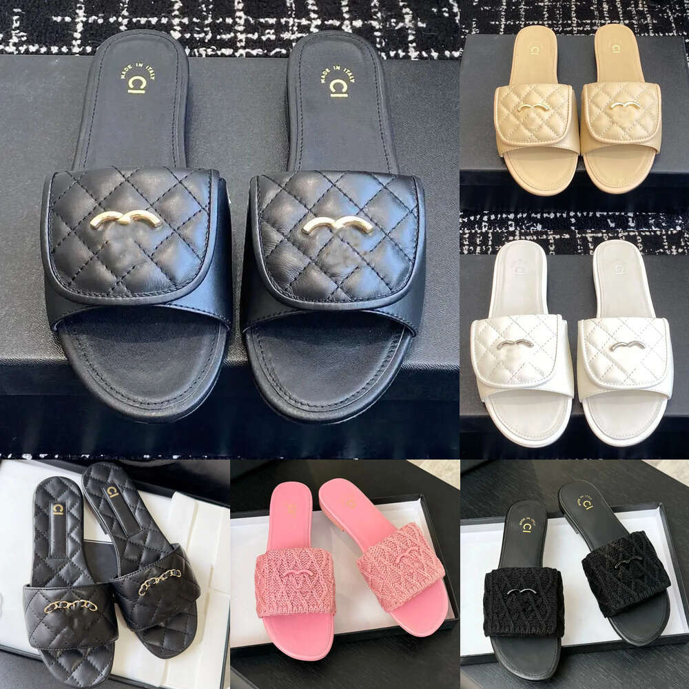 New Style Women Slides Designer Sandals Lambskin Leather Summer Flat Fashion Slipper Weaving Shoe Upper Beach Woman Slippers Size 35-42 Paris Shoes