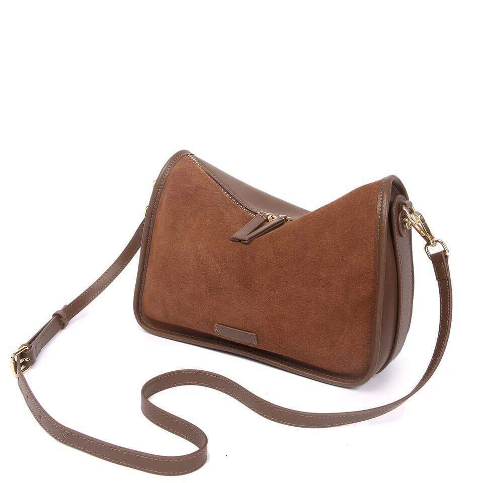 Suede Cowhide Fashion Ladies Shoulder Cross Coffe Genuine Leather Luxury Designer Women's Brown Handbag Female Crossbody Bag