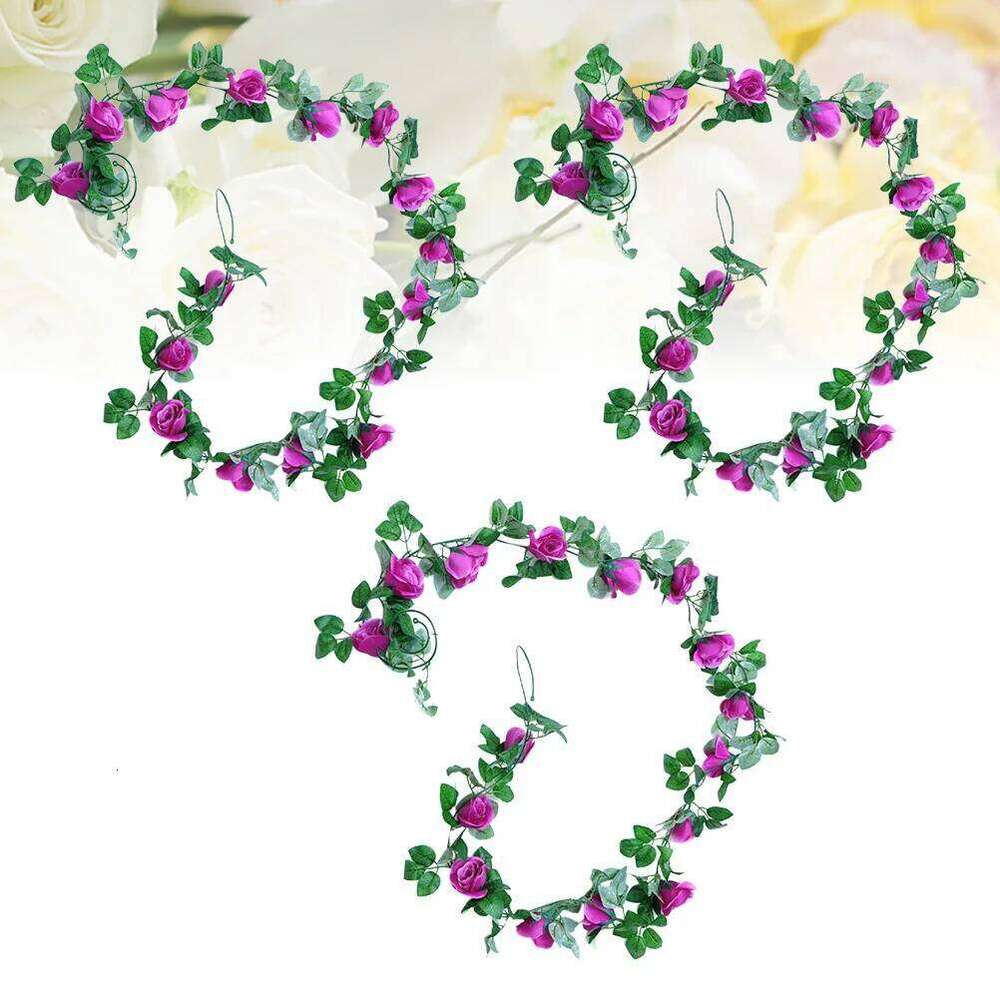 3pcs 2.2M Artificial Rose Vine Simulation Flower For Wedding Party Decoration Purple Wall Hanging Ornament Rattan Y260130