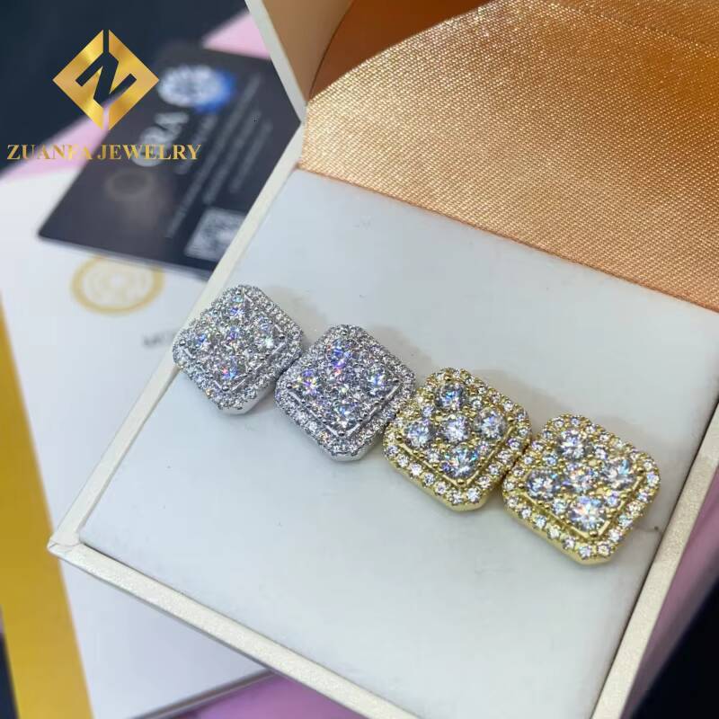 Past Diamond Test Moissanite 135mm Stud Earring Mens Women 925 Sterling Silver VVS Moissanite Iced Out Stud Earring with GRA