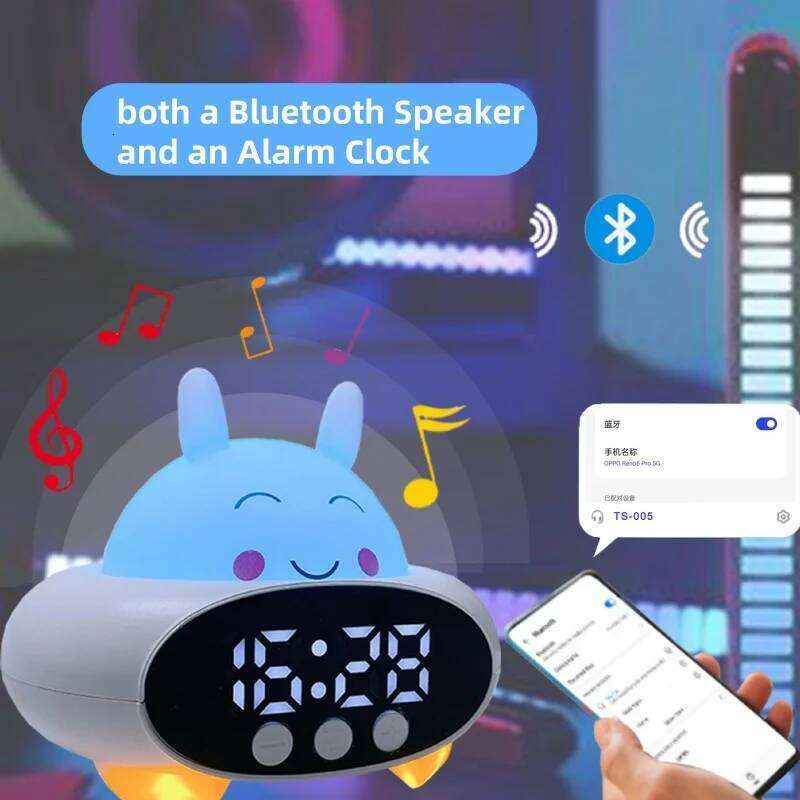Kids Adults with Night Light Bluetooth Speaker Cute Alarm Clock for Girls Boys W260130