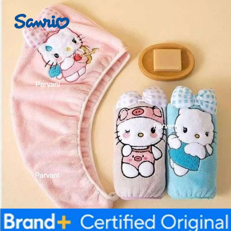 Sanrio HelloKitty Hat Super Absorbent Soft Bathroom Women Head Towels Girls Cute Towel Hair Dry Wrap Bonnets H260130