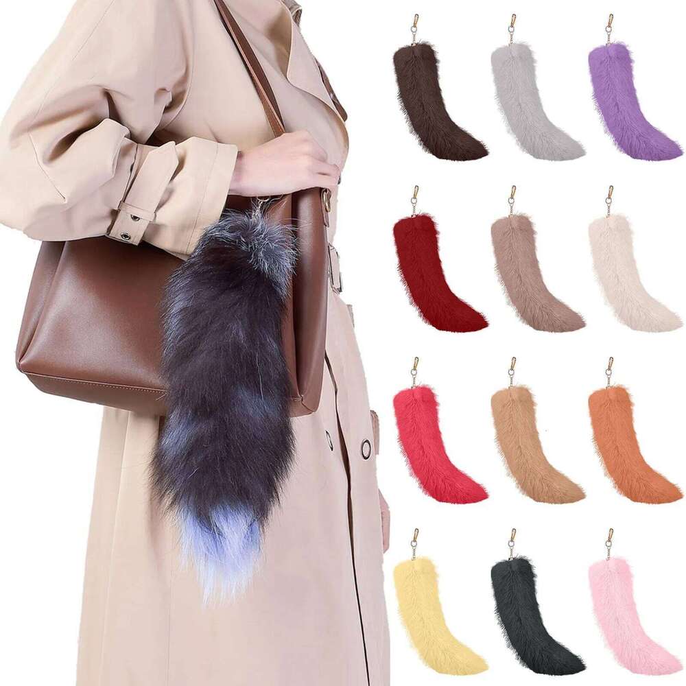 Fluffy Faux Therian Fox Tail Fur Key Chain Keychain Pendant Gift For Women Girl Z260130