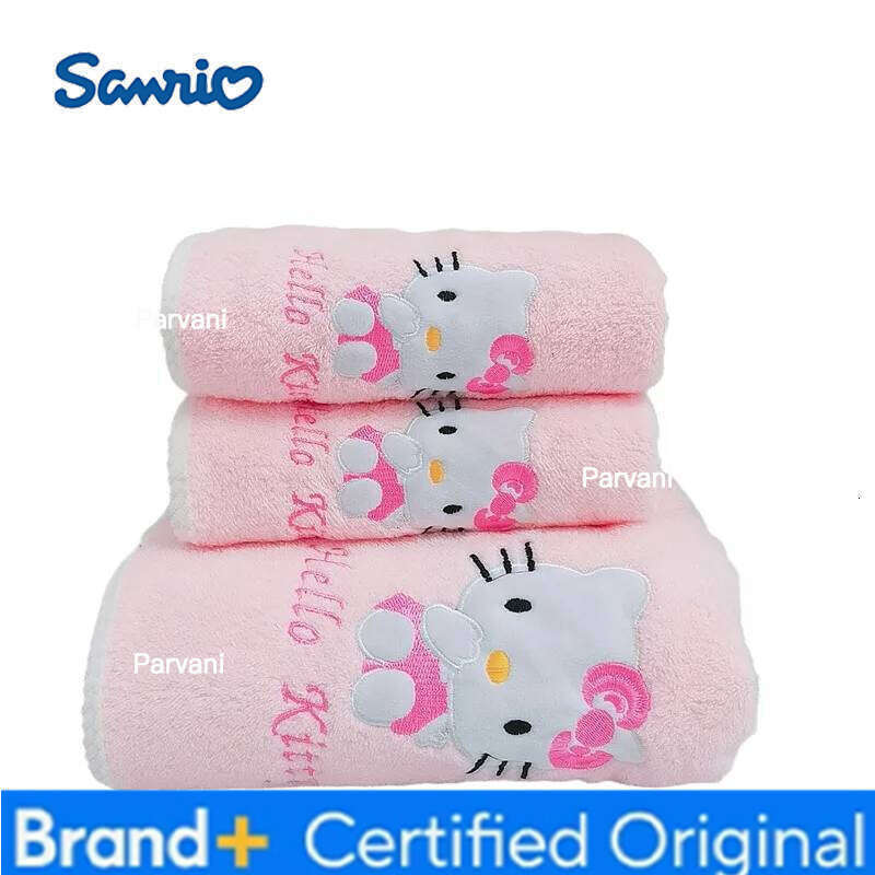Sanrio Cartoon Hello Kitty Facial Wash Towel Dry Hair Cap Suitable Women Can Wrapped Adult Bath Towels Student Dormitory Bathroom Set H260130