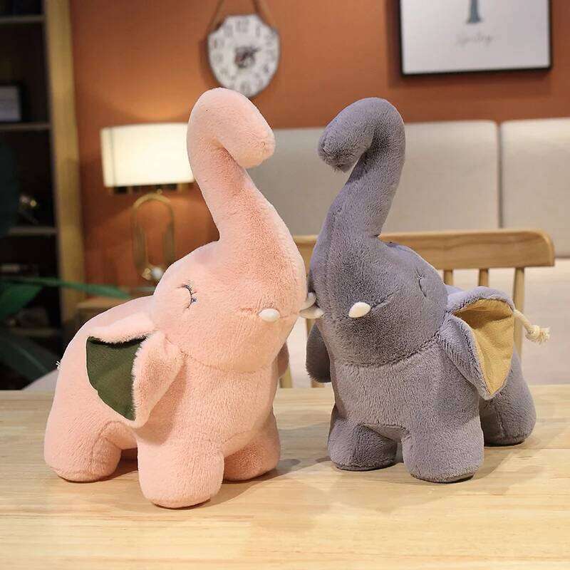 28cm/11.02in Plush Toy Doll Pink and Gray Happy Elephant for Kids&Girlfriend Holiday Birthday Xmas Gifts Home Decor Y260128