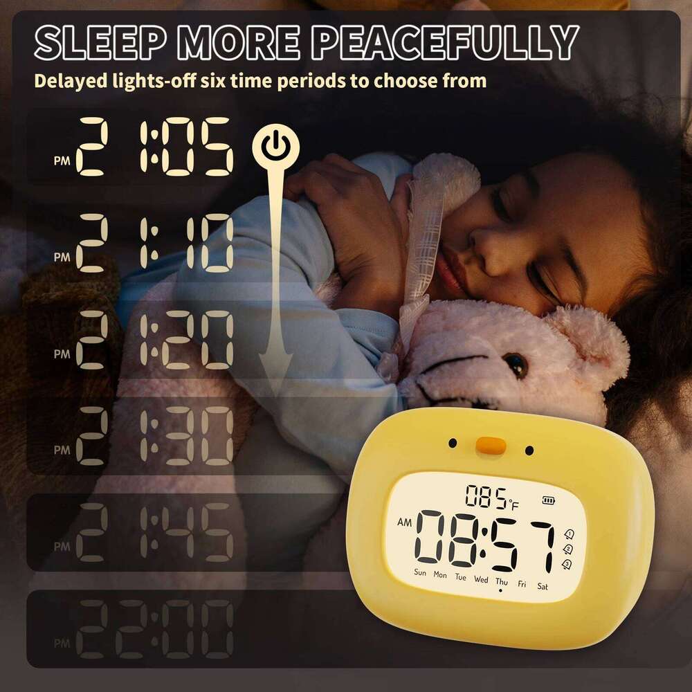 Digital Table Cute Duck Design Quartz ABS Timer Alarm Clock With Night Light Bedroom Decor Warm White Emission Room W260130