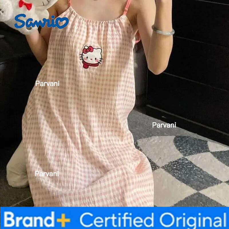 Sanrio s Sweet Nightgown Hello Kittys Pajamas Loose New Style Clothes Simple Trendy Print Creative Hot Selling High End Gifts H260130