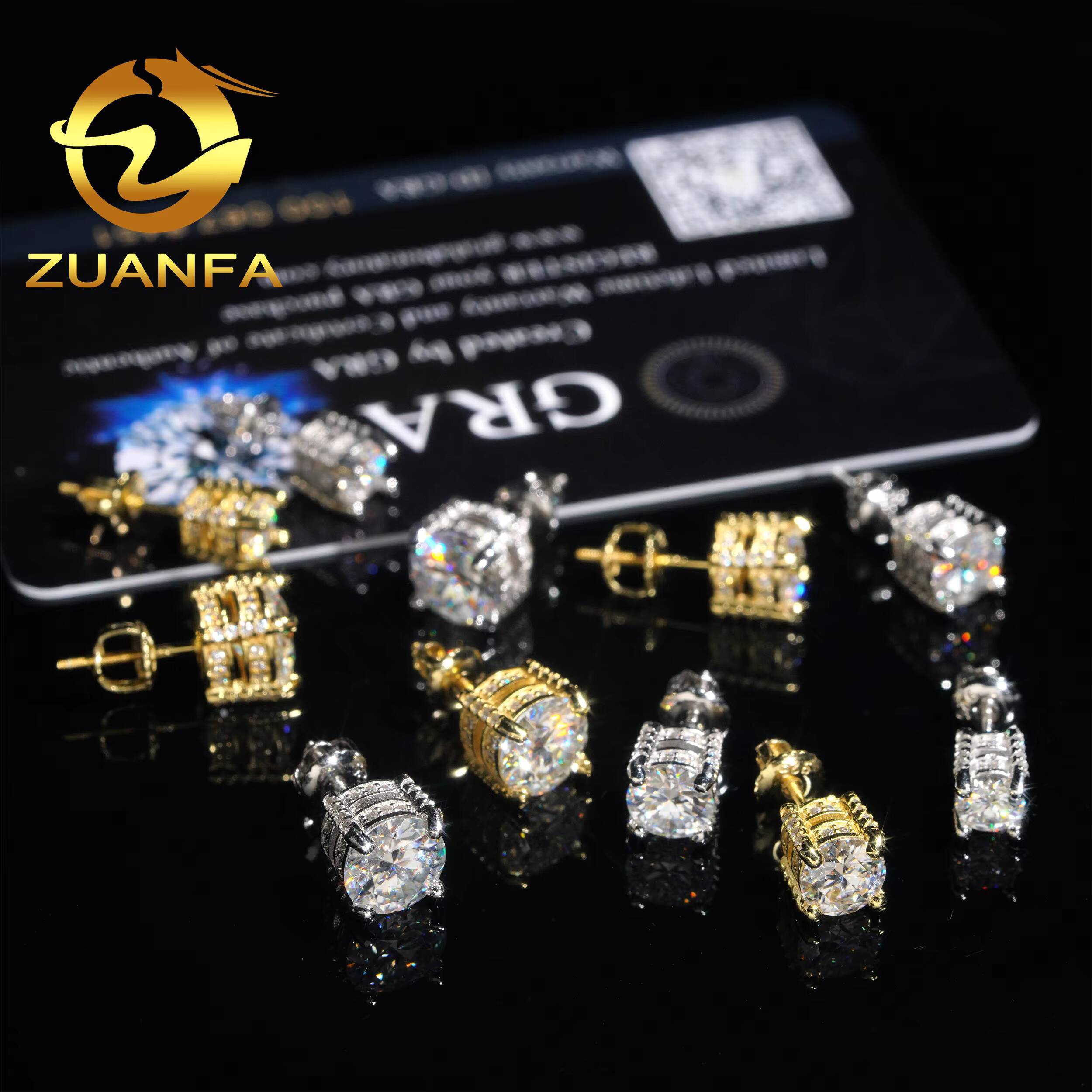 4 Prong Round Shape Earrings Moissanite 925 Silver 5mm 65mm 8mm Moissanite Stud Earrings Screw Back Pass Diamond Tester