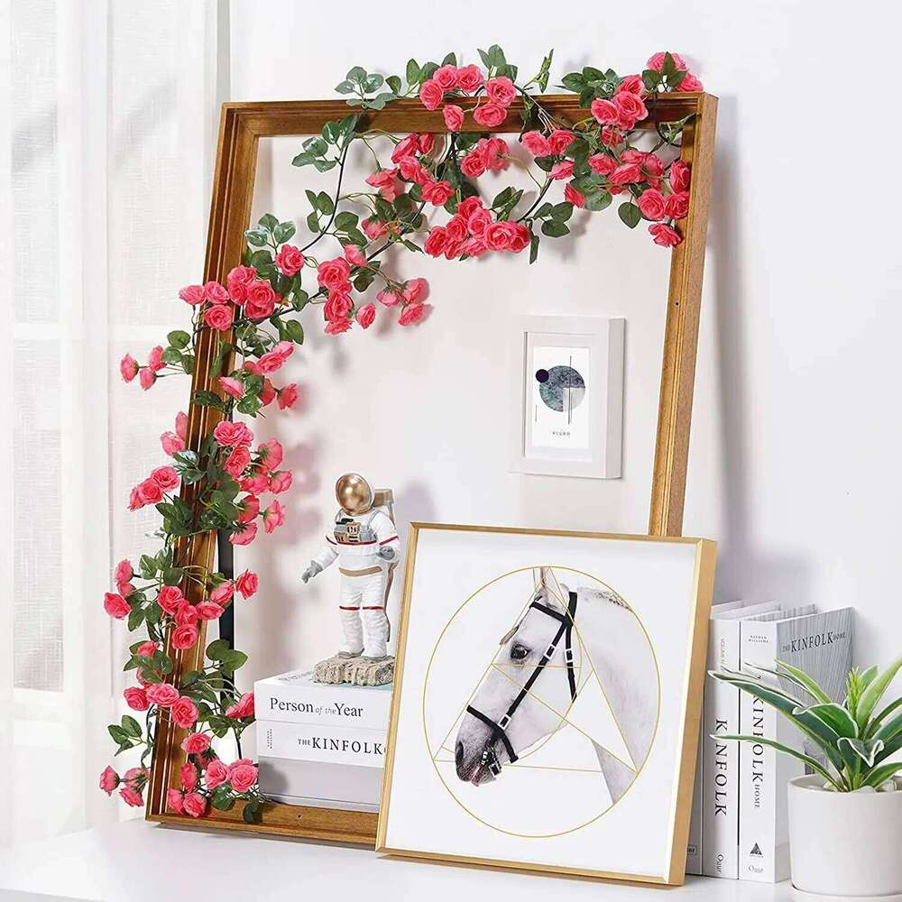 16FT Fake String Plants Artificial Rose Vine Flowers for Wedding Home Party Garden Craft Art Decor White Pink Y260130